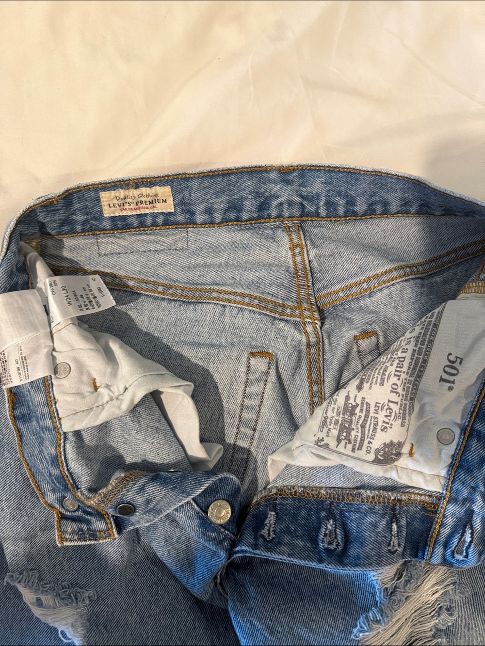 Levi's Light Blue Distressed Straight Leg Jeans - Picture 3 of 3